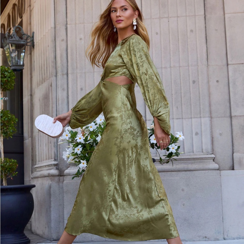 Vici small olive green under my spell maxi dress